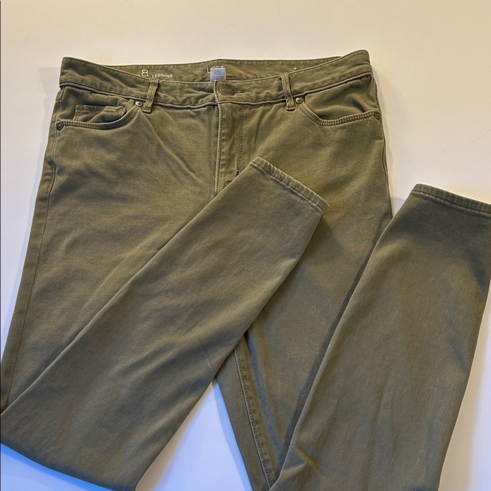 LOFT Olive Green Jeans leggings Womans size 8 stretch‎ comfy